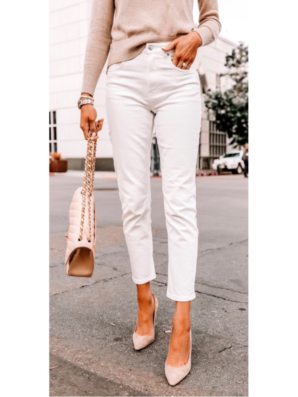New Everlane The Curvy Cheeky High Waist Straight Jean in White  Size 23R